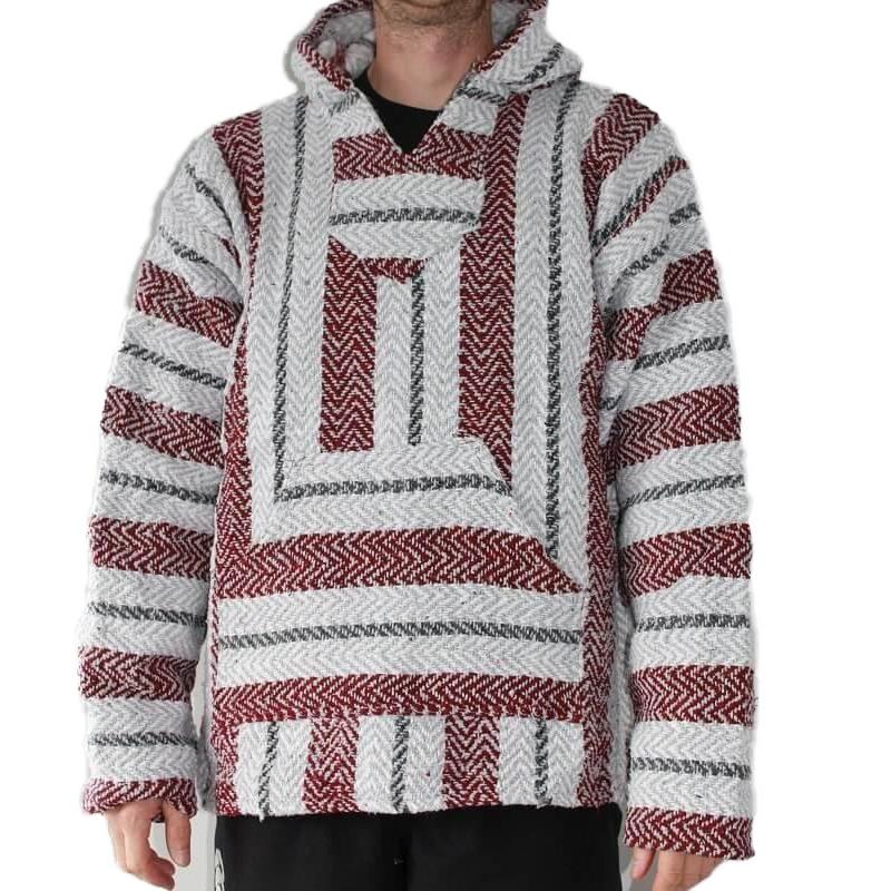 Mexican Baja Hoodie Burgundy Authentic Mexican Made Surf Poncho Mexican Hammock Store