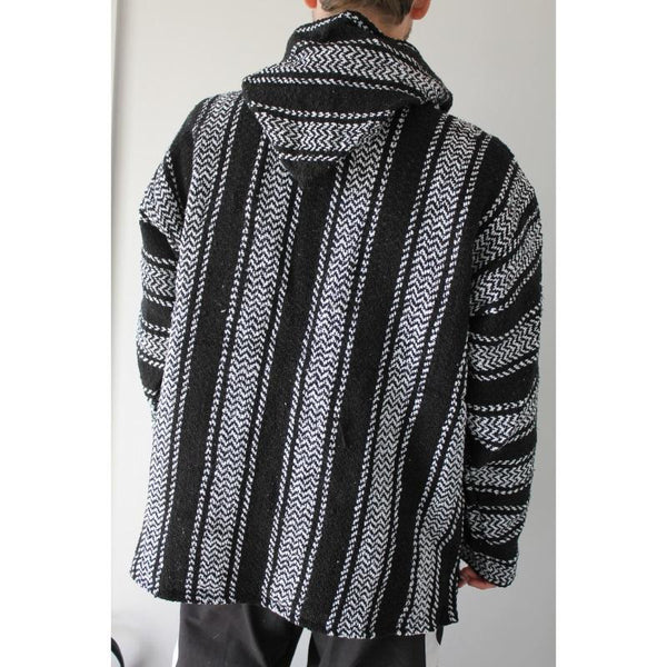 Mexican Baja Surf Hoodie Black And White Poncho Authentic Mexican Mexican Hammock Store