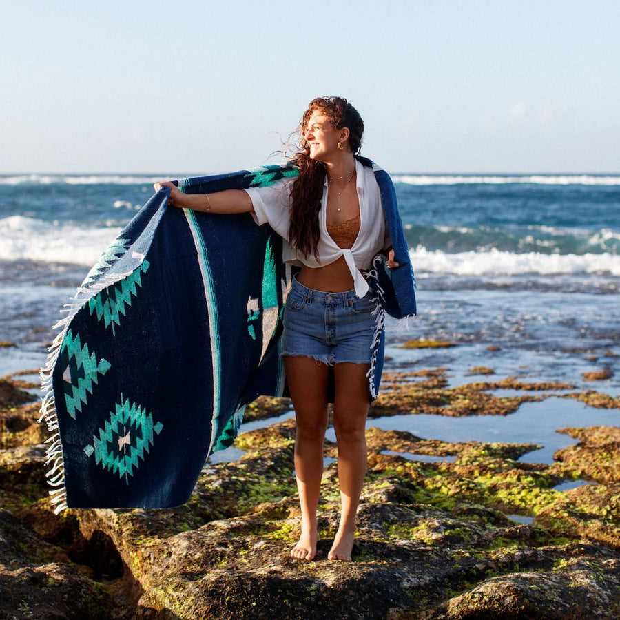 Blue Mexican beach blanket