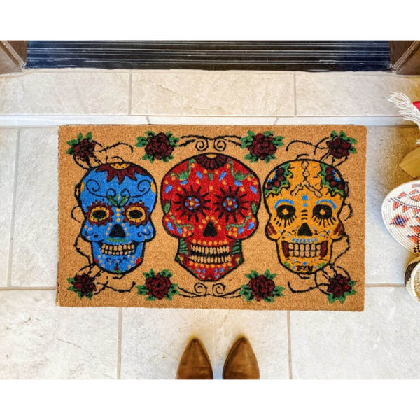 Door Mat - Sugar Skull Design - Coir Fibre - Free NZ Delivery – Mexican ...