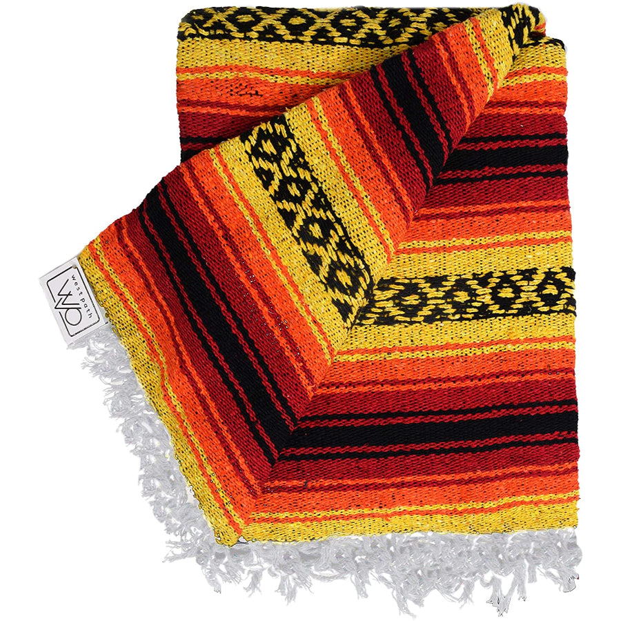 Striped bright Mexican falsa blanket