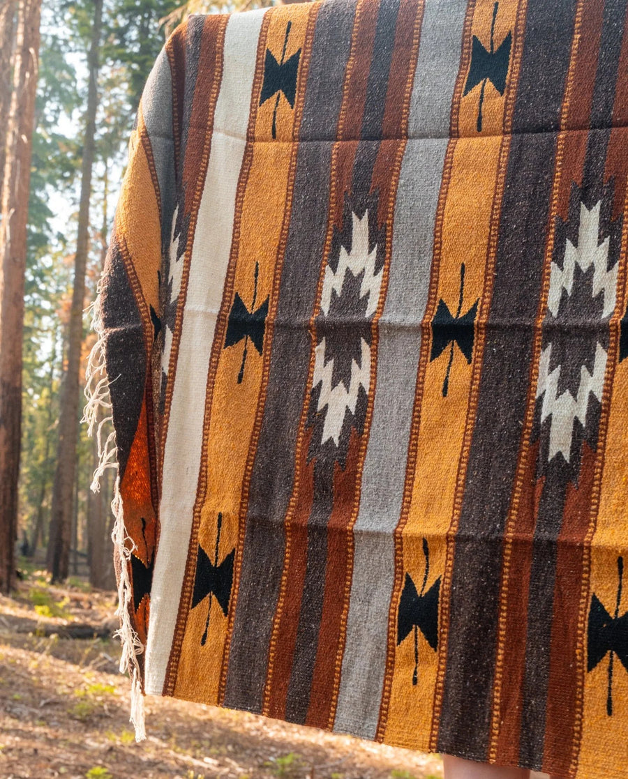 Woven Mexican pattern blanket made from wool