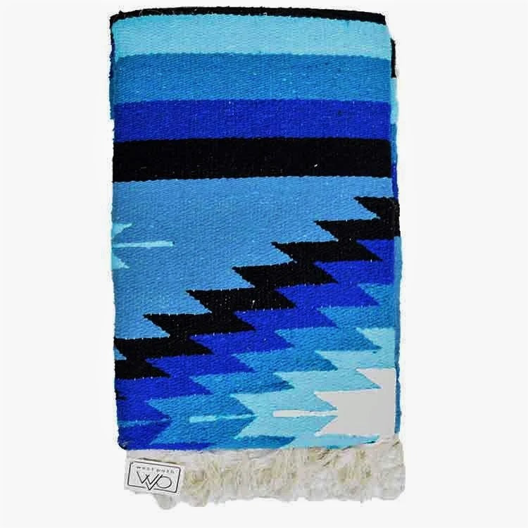 Woven blue blanket - made in Mexico